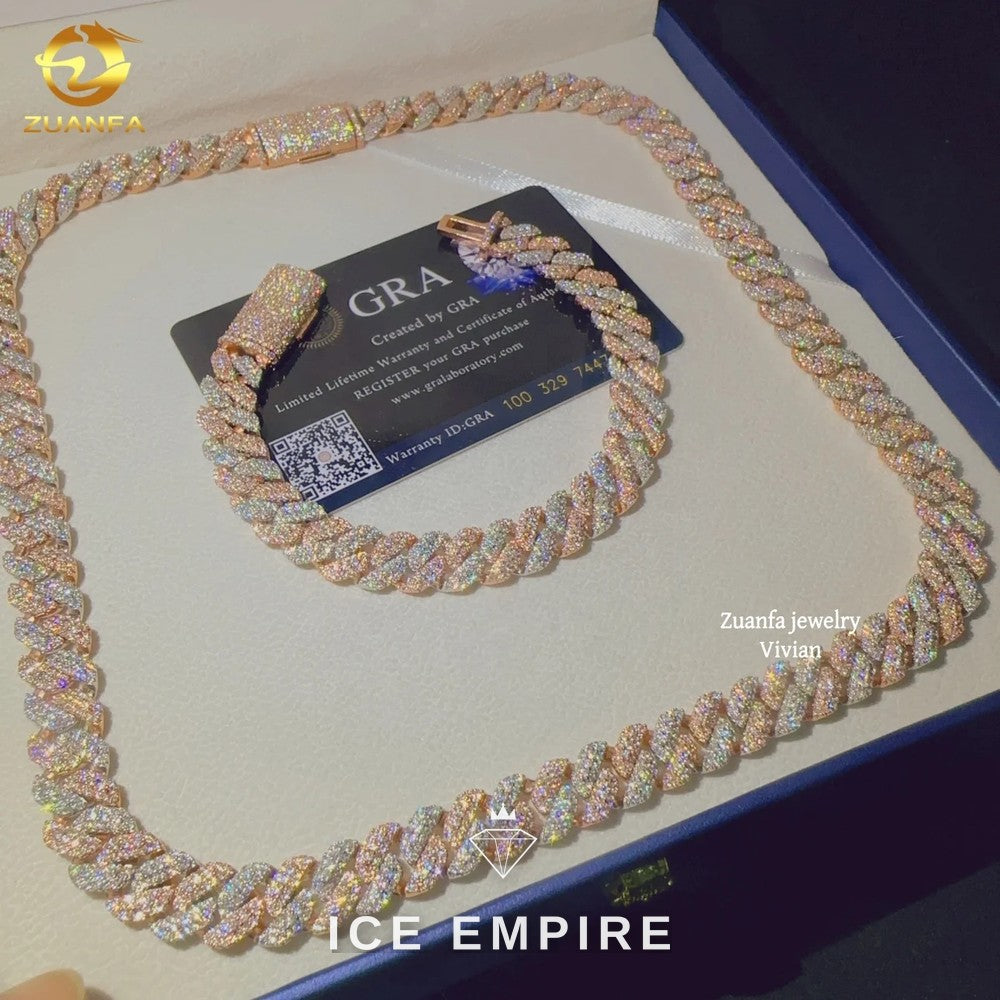 Iced Out Rose Gold Plated Moissanite Cuban Chain