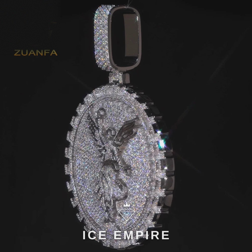 Iced Out Baguette 925 Silver Pendant