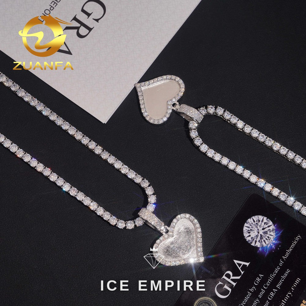 Iced Out Heart Rose Gold Plated Moissanite Pendant