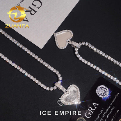 Iced Out Heart Rose Gold Plated Moissanite Pendant
