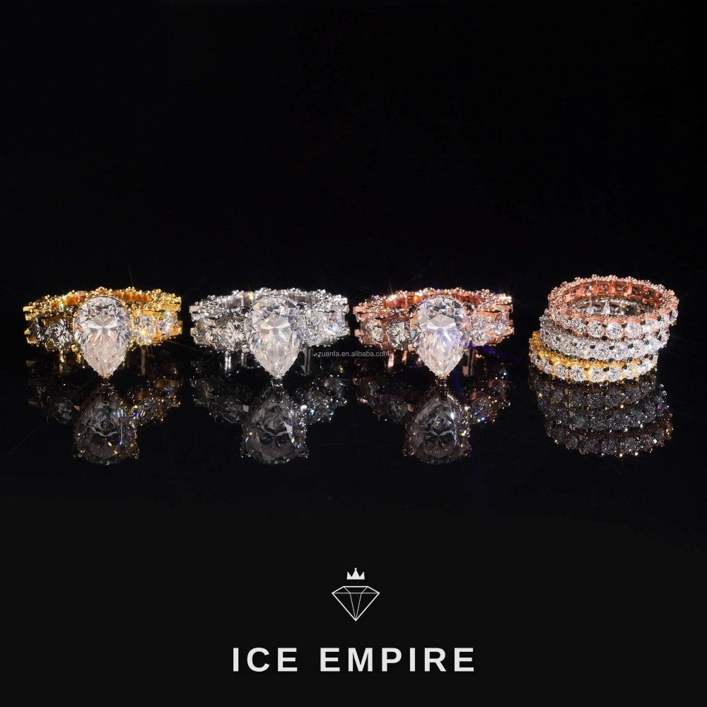Iced Out Rose Gold Plated Moissanite Engagement Ring