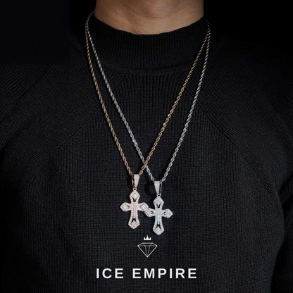 Iced Out Cross Rose Gold Plated Moissanite Pendant