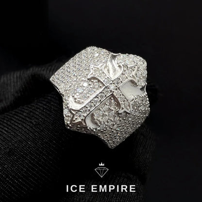 Iced Out Cross 925 Silver Moissanite Engagement Ring