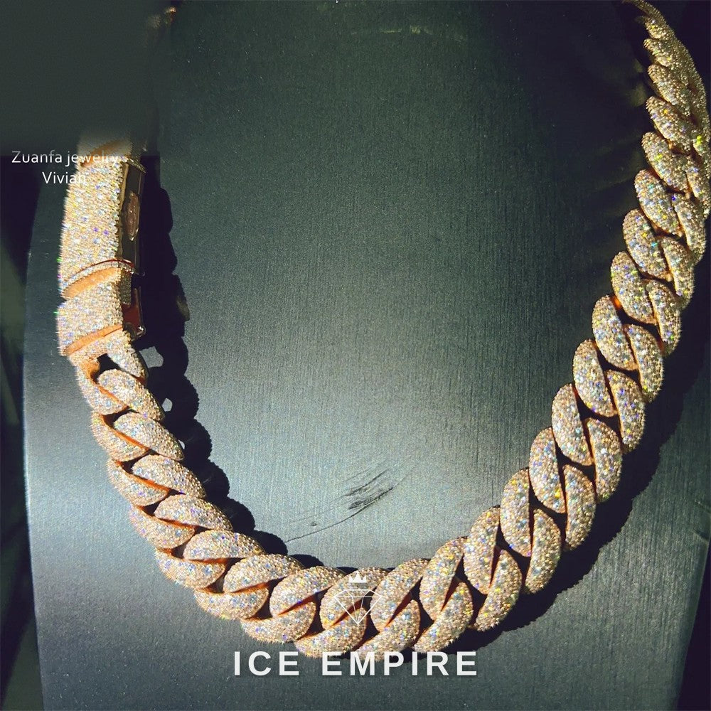 Iced Out Rose Gold Plated Moissanite Cuban Chain