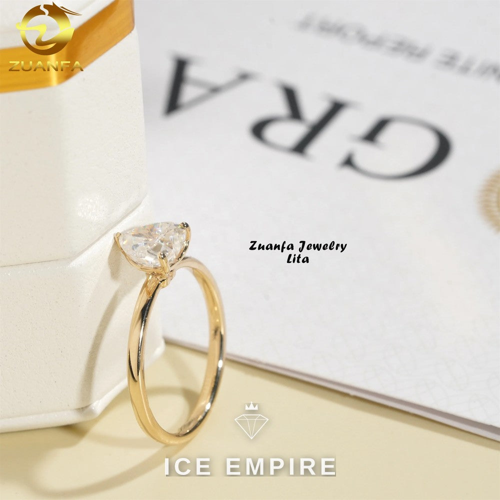 Iced Out Heart 14K Gold Moissanite Engagement Ring