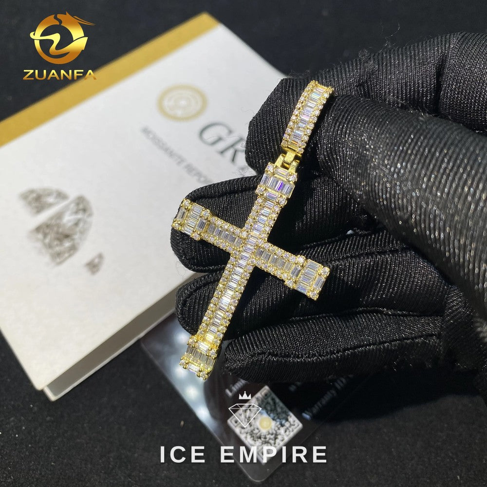 Iced Out Baguette Rose Gold Plated Moissanite Pendant