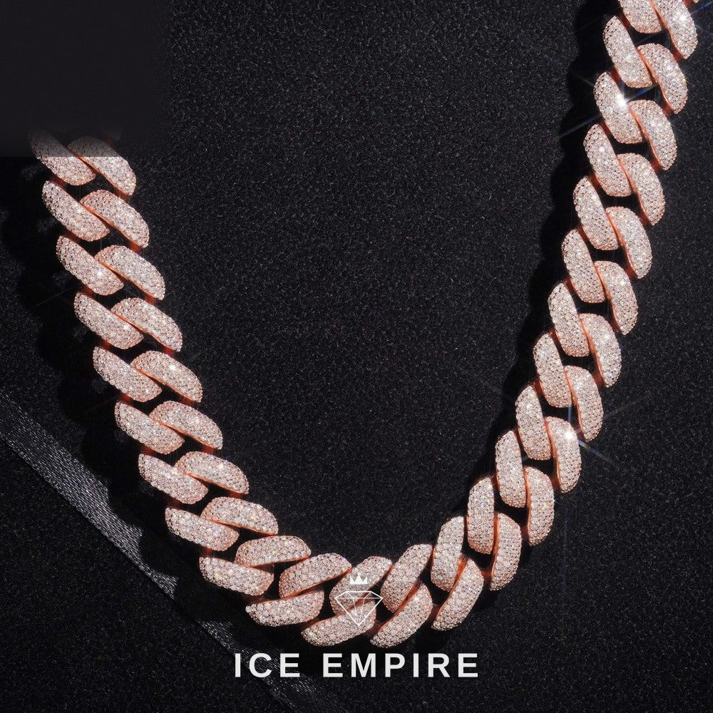 Iced Out Rose Gold Plated Moissanite Cuban Chain