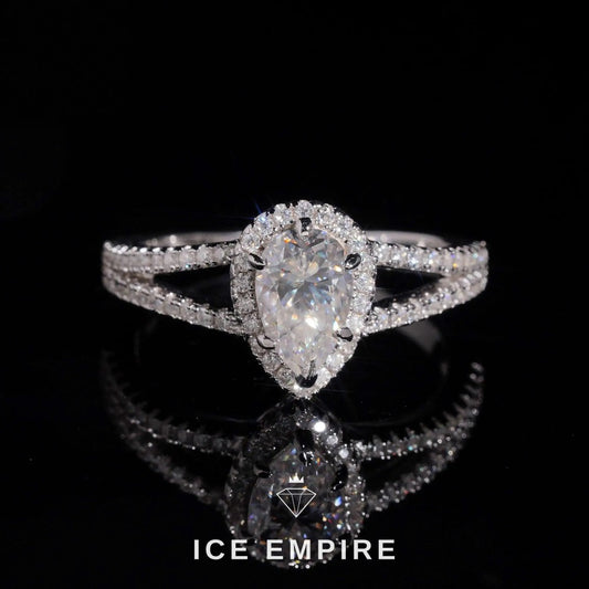 Iced Out Heart Rose Gold Plated Moissanite Wedding Band