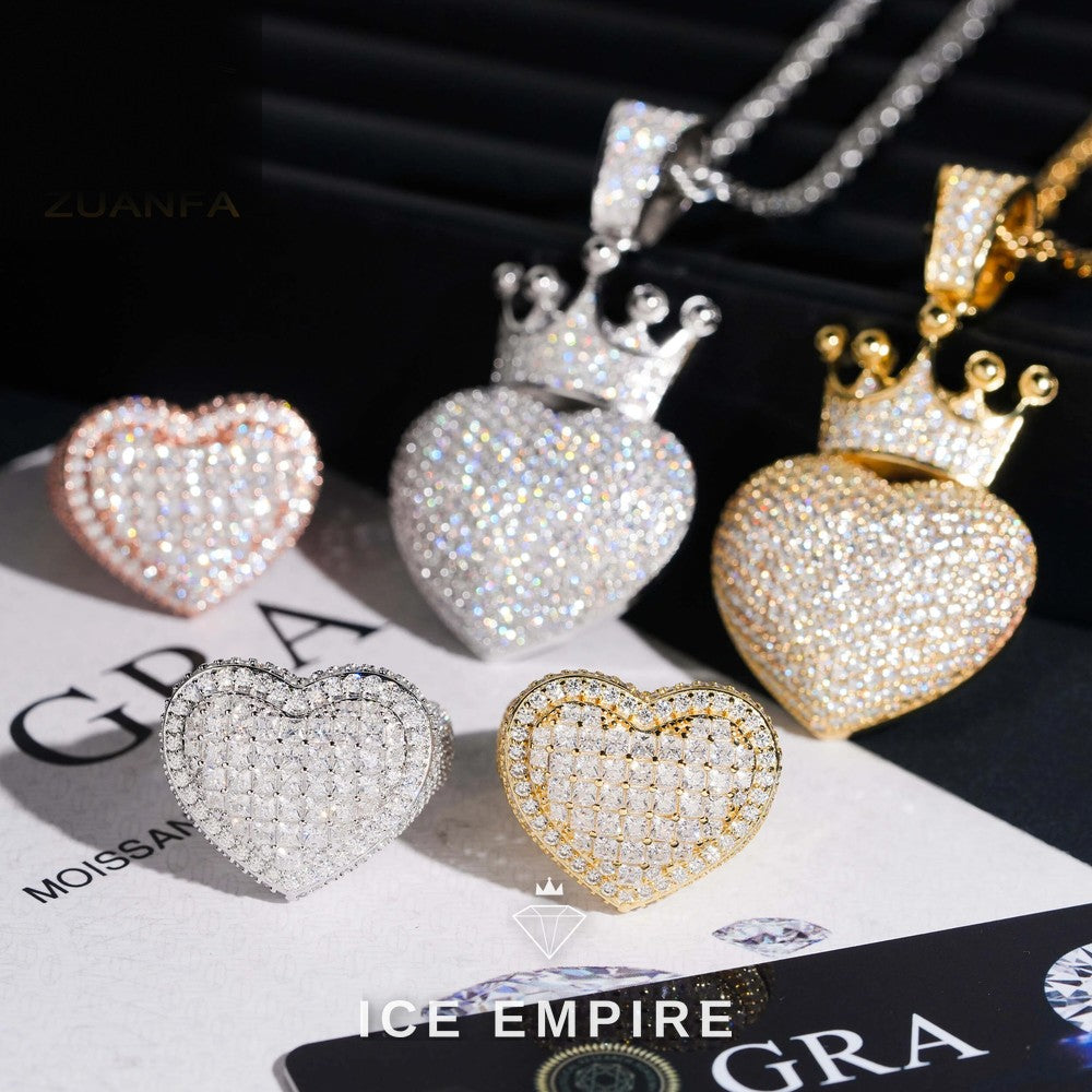 Iced Out Heart Gold Plated Moissanite Pendant
