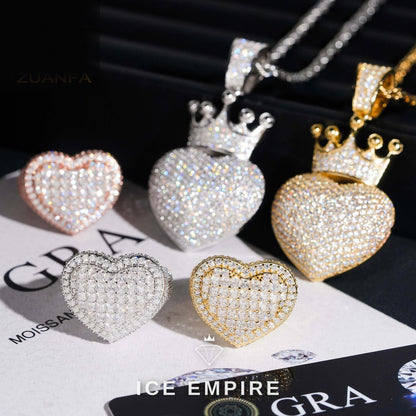 Iced Out Heart Gold Plated Moissanite Pendant