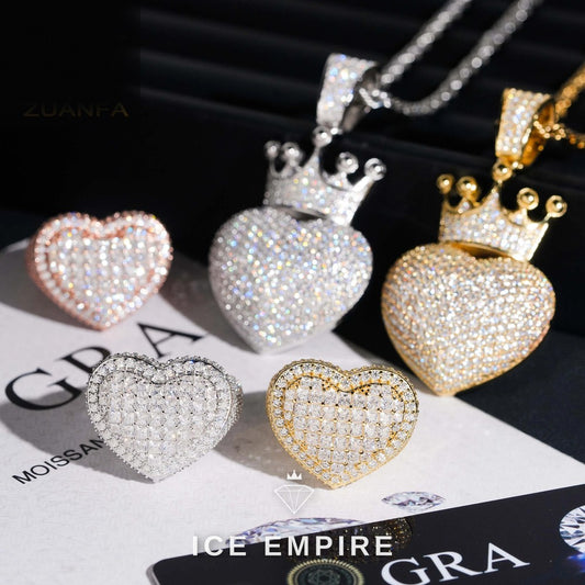 Iced Out Heart Gold Plated Moissanite Pendant