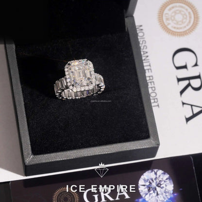 Iced Out 925 Silver Moissanite Engagement Ring