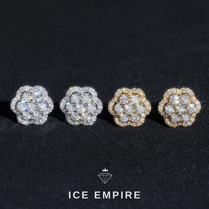 Iced Out Cluster 14K Gold Lab Grown Diamond Earrings