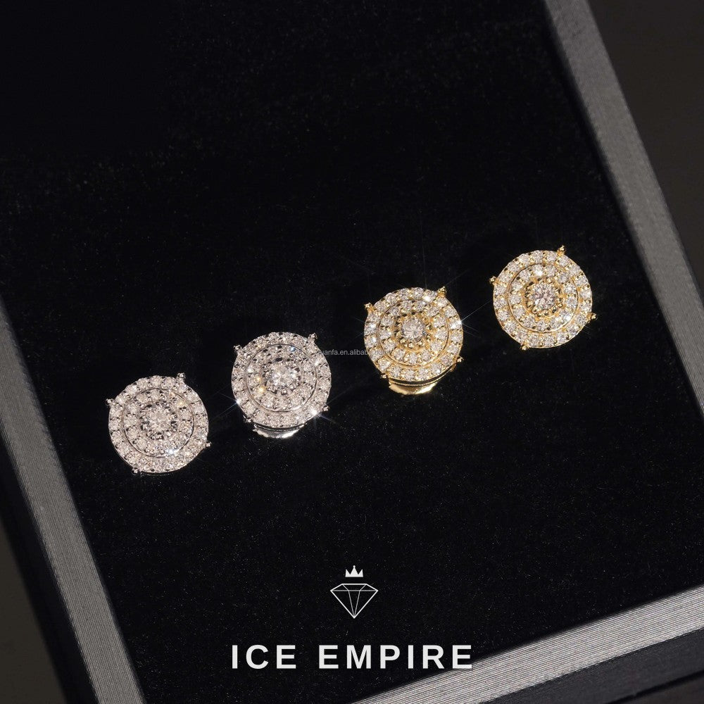 Iced Out Cluster Gold Plated Lab Grown Diamond Stud Earrings
