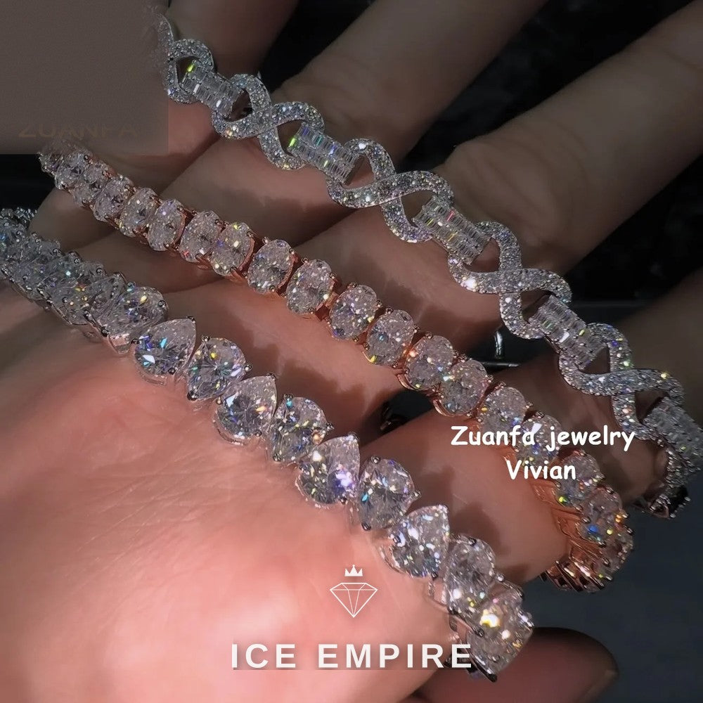 Iced Out Rose Gold Plated Moissanite Tennis Chain