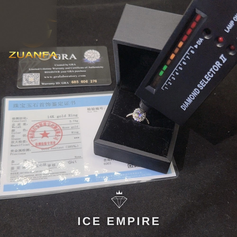Iced Out Rose Gold Moissanite Engagement Ring