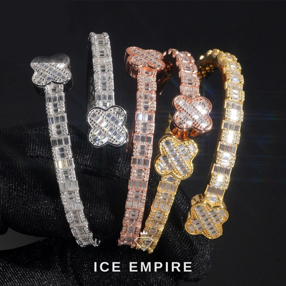 Iced Out Baguette Rose Gold Plated Moissanite Bracelet