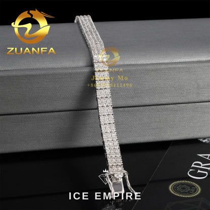 Iced Out Cluster 925 Silver Moissanite Tennis Chain