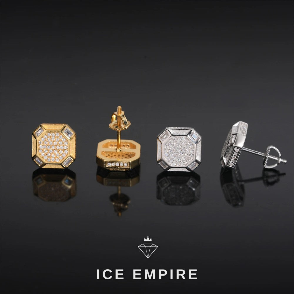 Iced Out Rose Gold Plated Moissanite Stud Earrings
