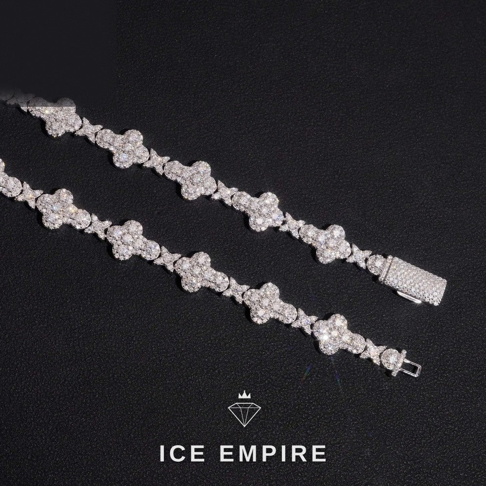Iced Out Cross Rose Gold Plated Moissanite Cuban Chain