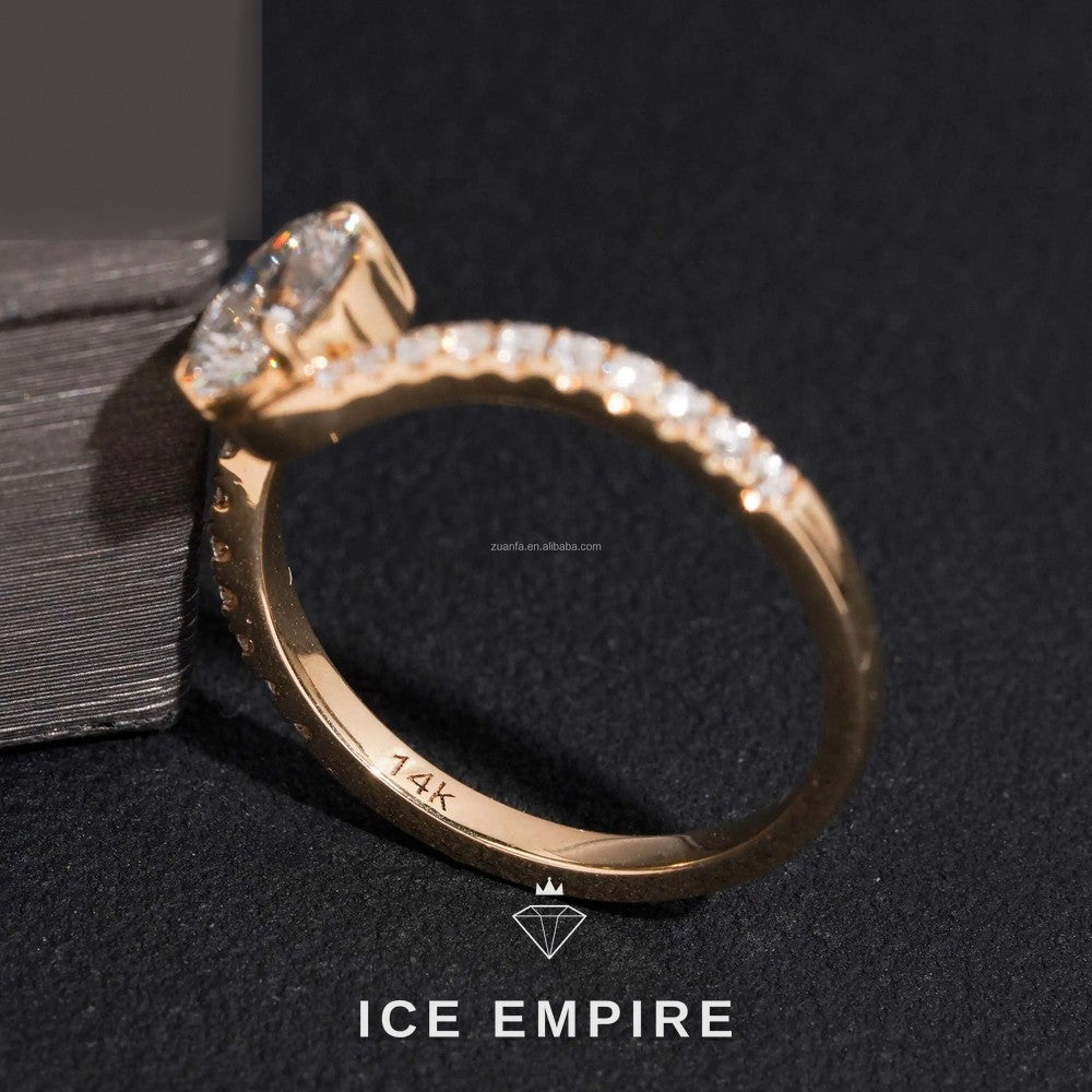 Iced Out 14K Gold Lab Grown Diamond Engagement Ring