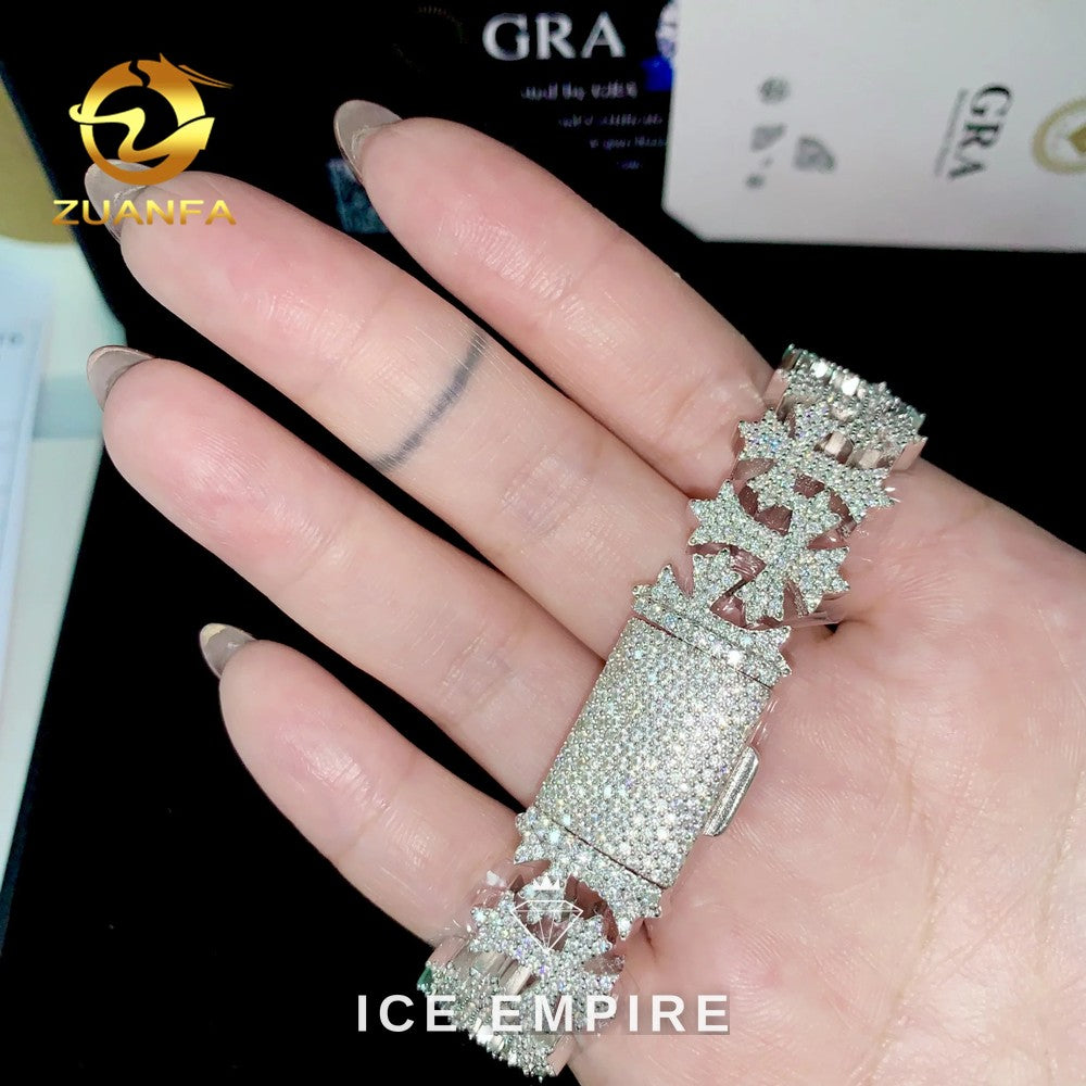 Iced Out Cross Rose Gold Plated Moissanite Cuban Chain
