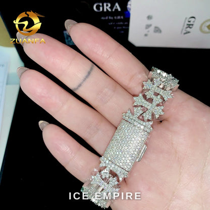 Iced Out Cross Rose Gold Plated Moissanite Cuban Chain
