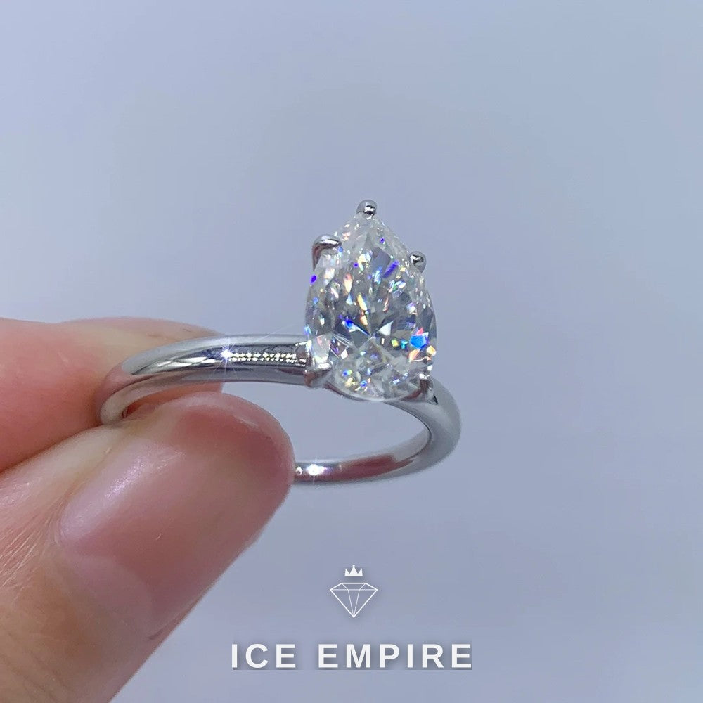 Iced Out 925 Silver Moissanite Engagement Ring
