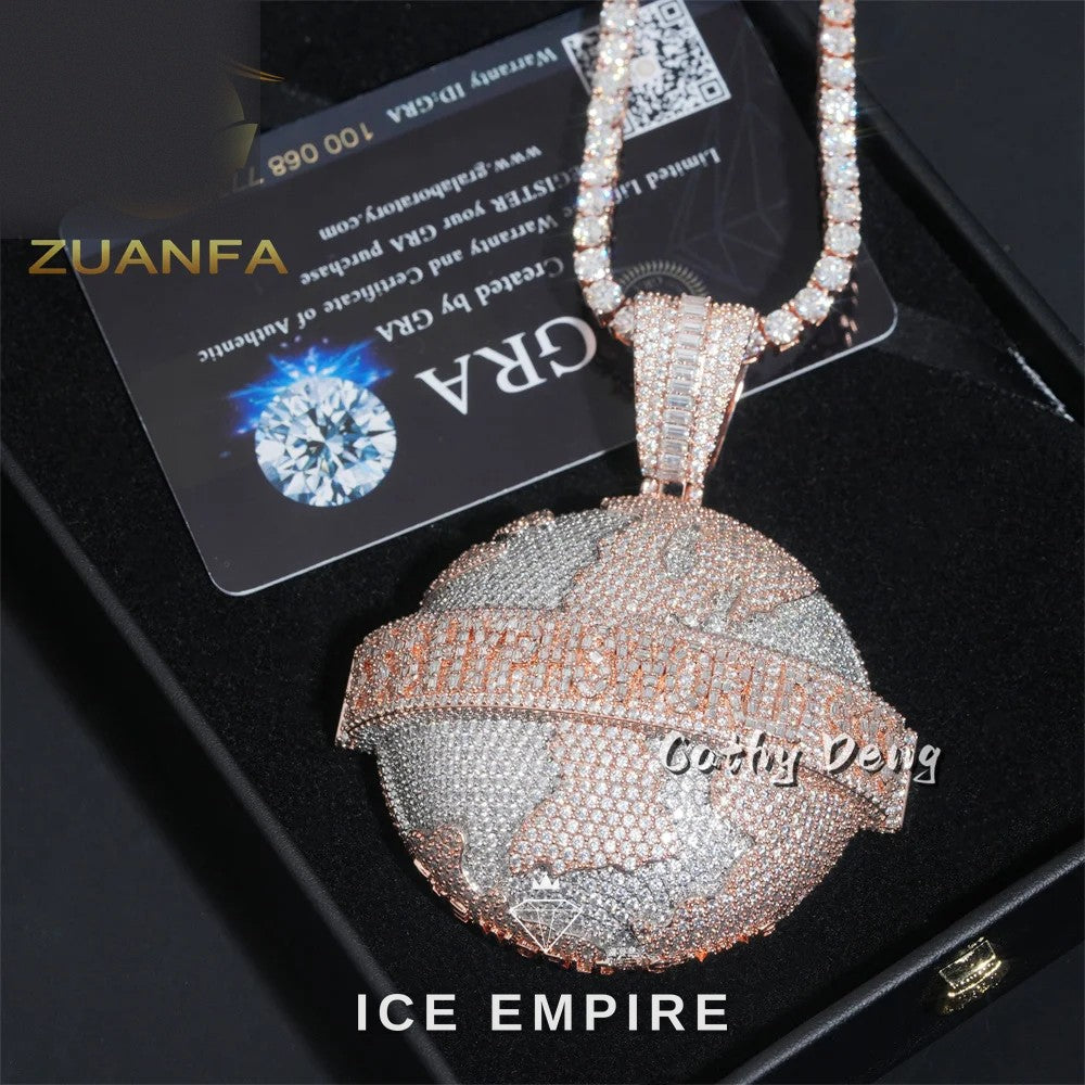 Iced Out Baguette Rose Gold Plated Moissanite Cuban Chain