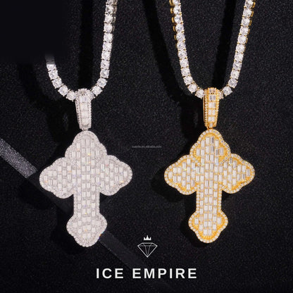 Iced Out Baguette 925 Silver Pendant