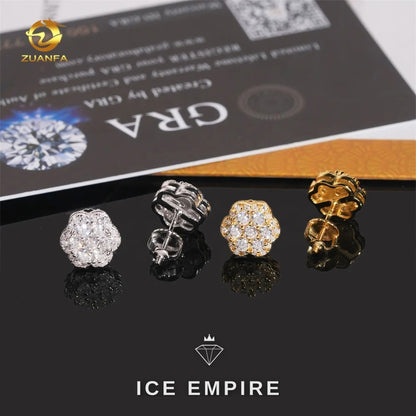 Iced Out 925 Silver Moissanite Earrings