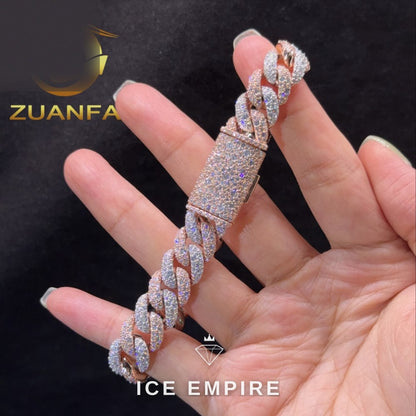 Iced Out 925 Silver Moissanite Cuban Chain
