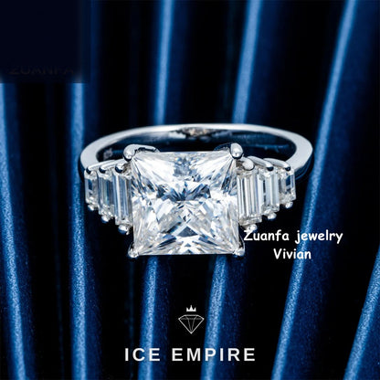 Iced Out 925 Silver Moissanite Ring