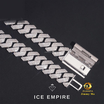 Iced Out 925 Silver Moissanite Cuban Chain