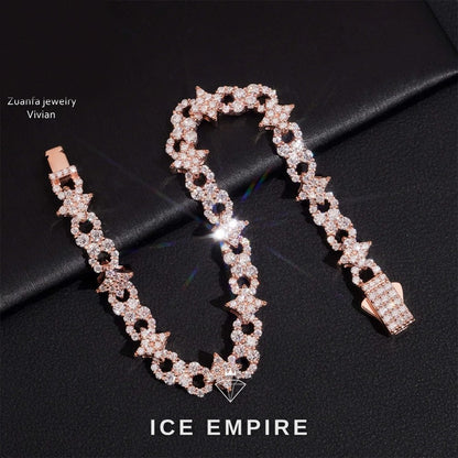 Iced Out Cluster Rose Gold Plated Moissanite Tennis Chain