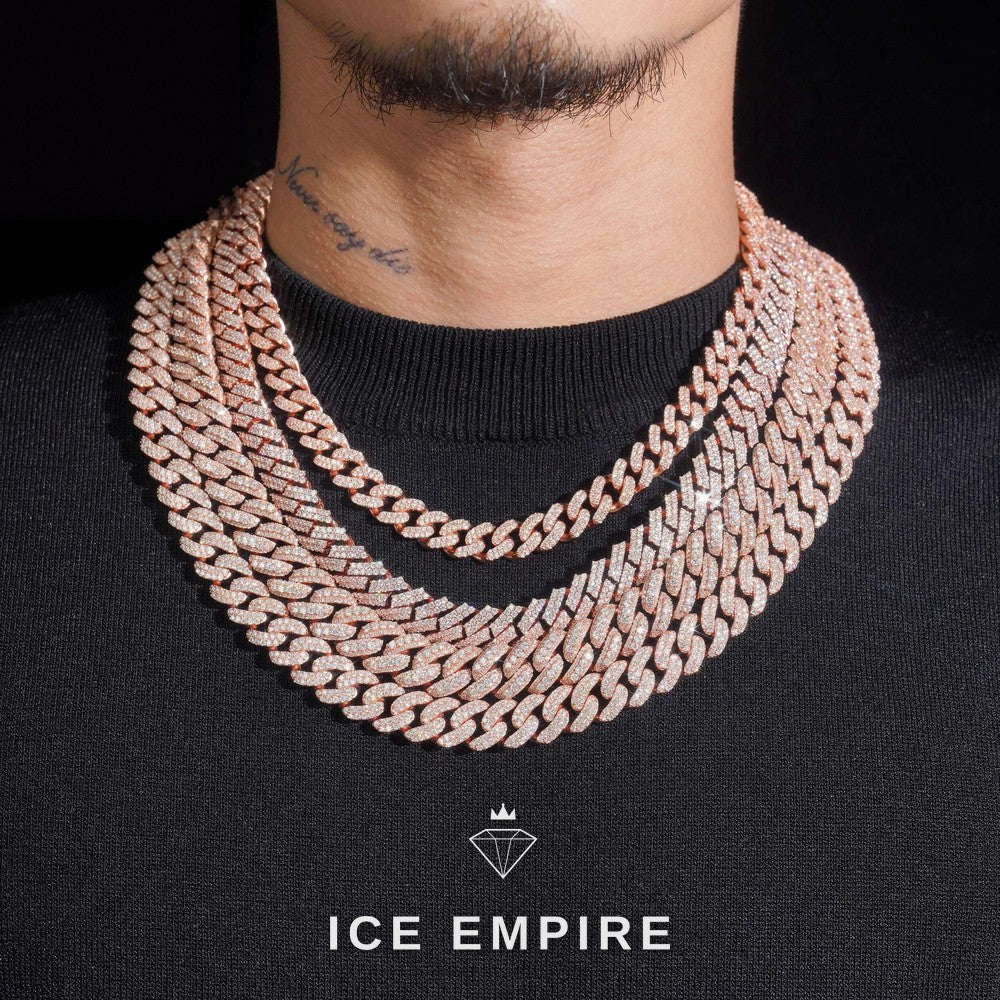 Iced Out Rose Gold Plated Moissanite Cuban Chain