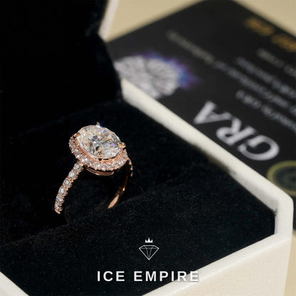 Iced Out Rose Gold Moissanite Engagement Ring