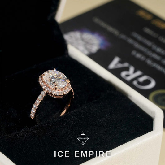 Iced Out Rose Gold Moissanite Engagement Ring