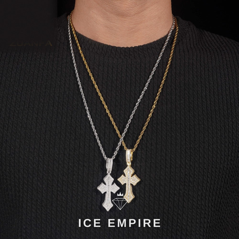 Iced Out Baguette 925 Silver Pendant