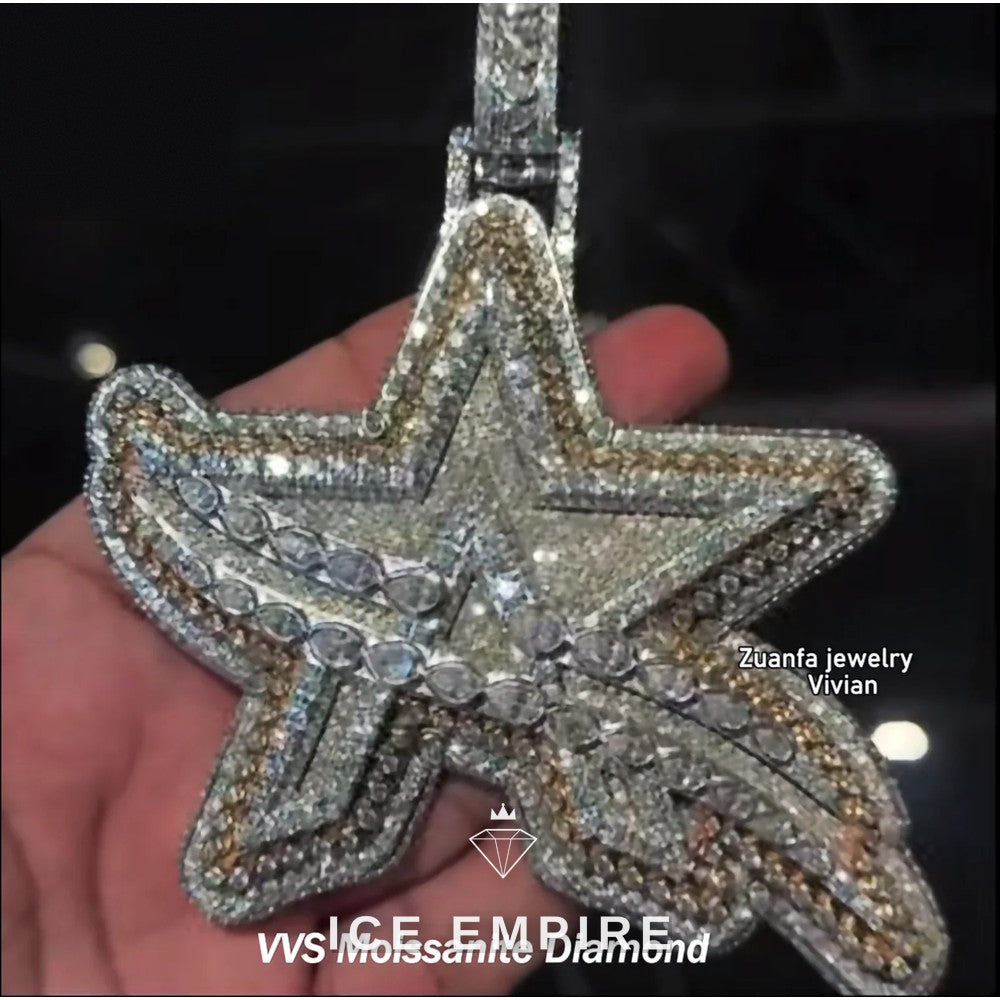 Iced Out Cross 925 Silver Moissanite Pendant