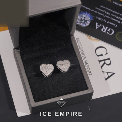 Iced Out Heart Rose Gold Plated Moissanite Earrings