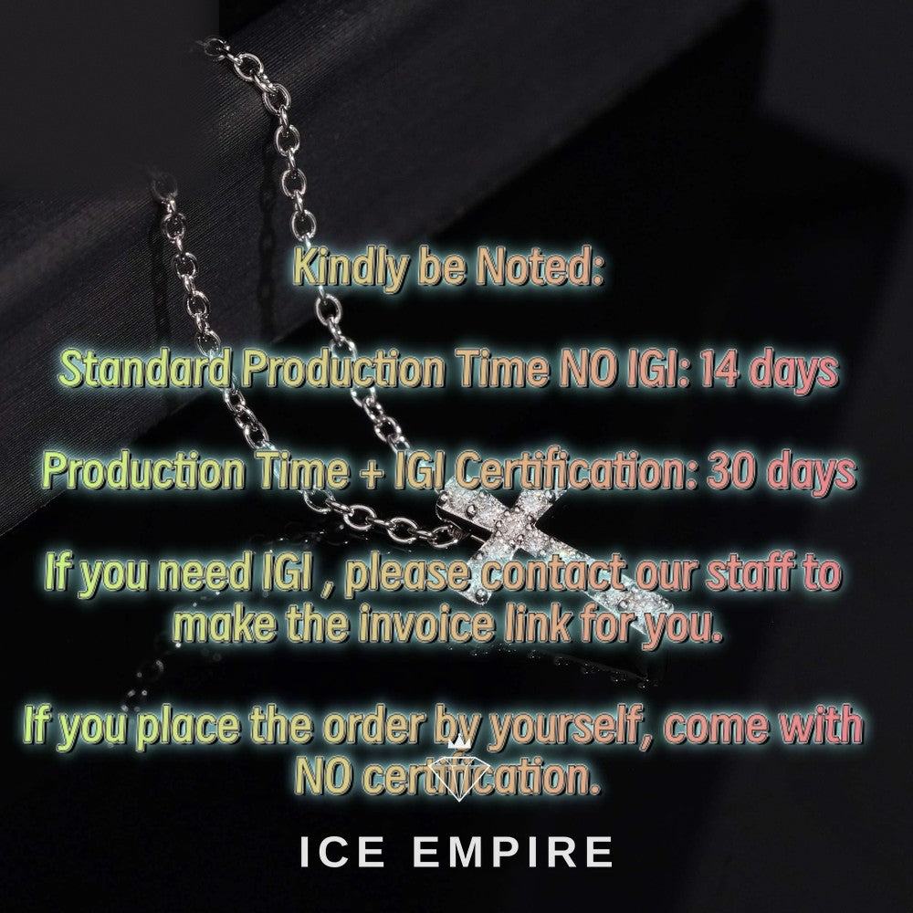 Iced Out Cross 925 Silver Lab Grown Diamond Pendant