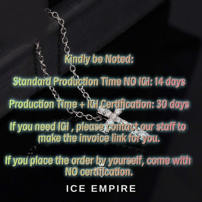 Iced Out Cross 925 Silver Lab Grown Diamond Pendant