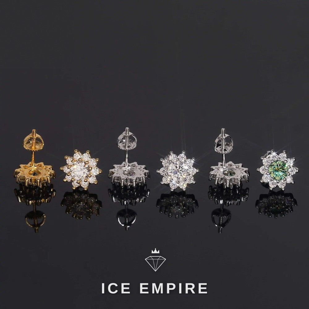 Iced Out 925 Silver Moissanite Stud Earrings
