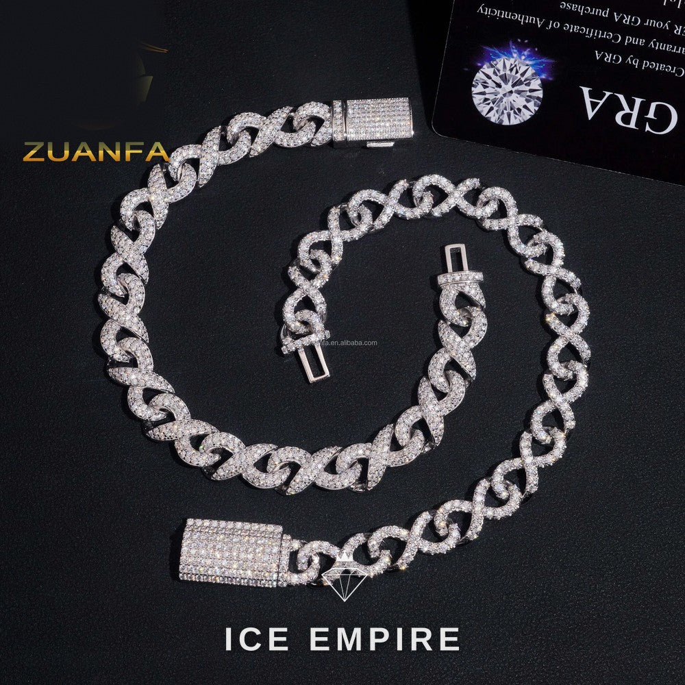 Iced Out 925 Silver Moissanite Cuban Chain
