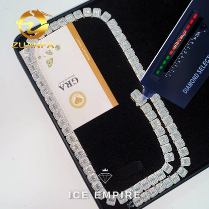Iced Out Baguette Rose Gold Plated Moissanite Cuban Chain