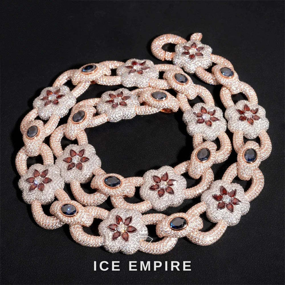 Iced Out Rose Gold Plated Moissanite Cuban Chain