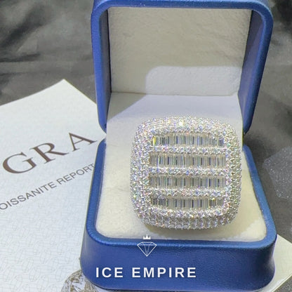 Iced Out 925 Silver Moissanite Ring