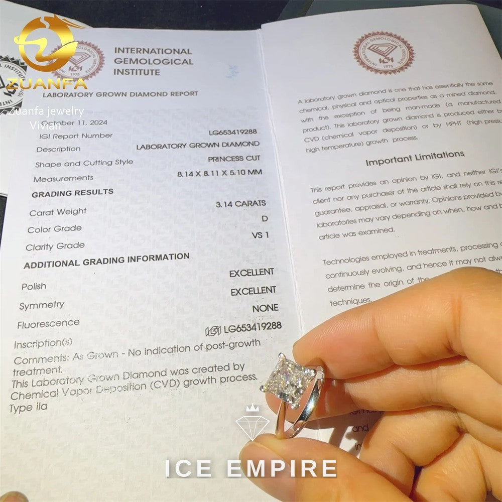 Iced Out Cluster 18K Gold Lab Grown Diamond Engagement Ring