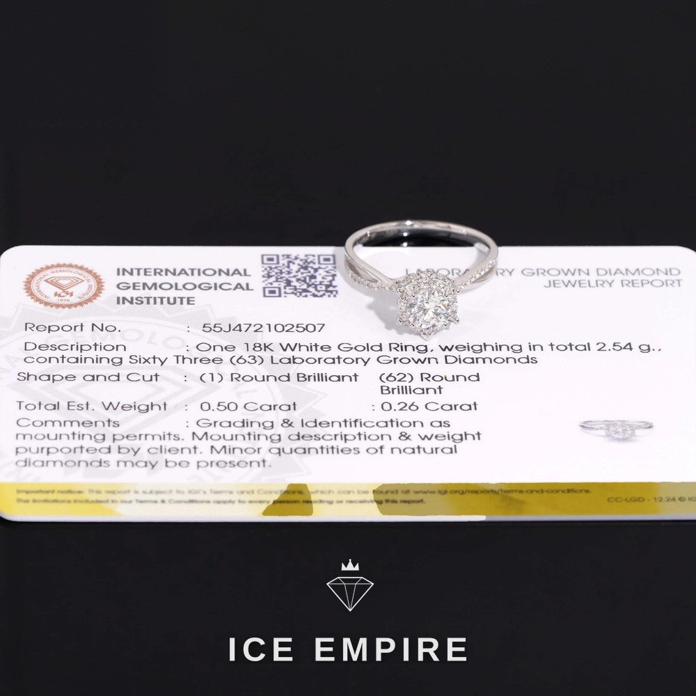 Iced Out 18K Gold Lab Grown Diamond Engagement Ring